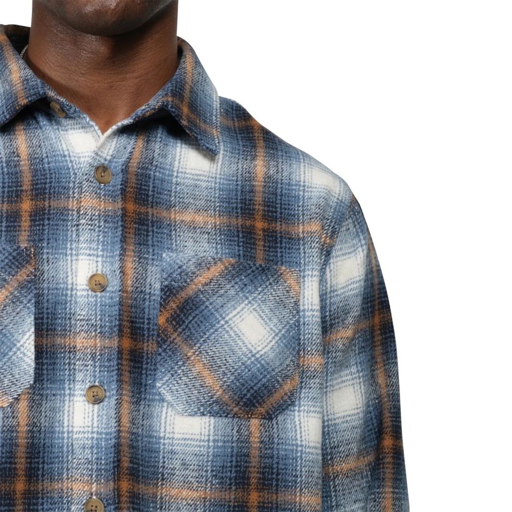 NWT Brooklyn Cloth Men’s Blue, White & Tan Plaid Shacket M